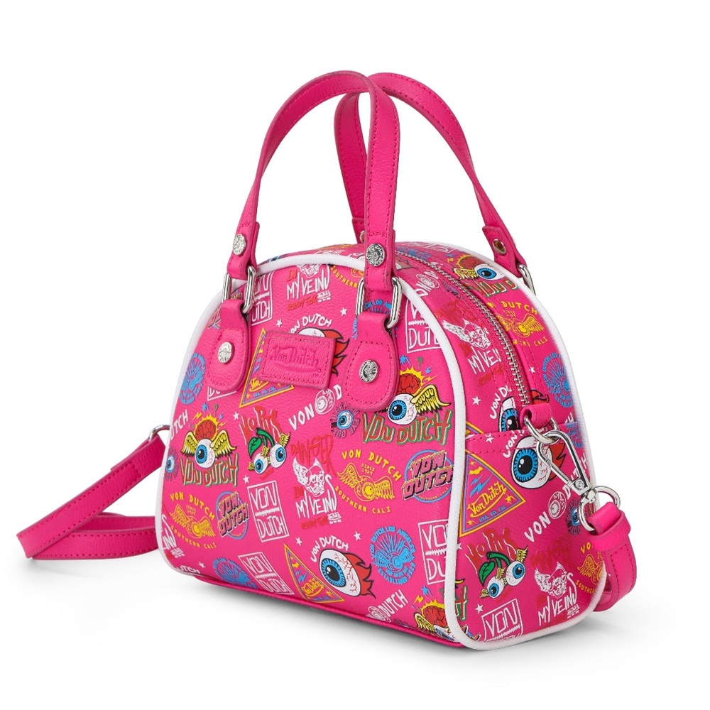 Von Dutch Pink and Multicolor Graphic Bag